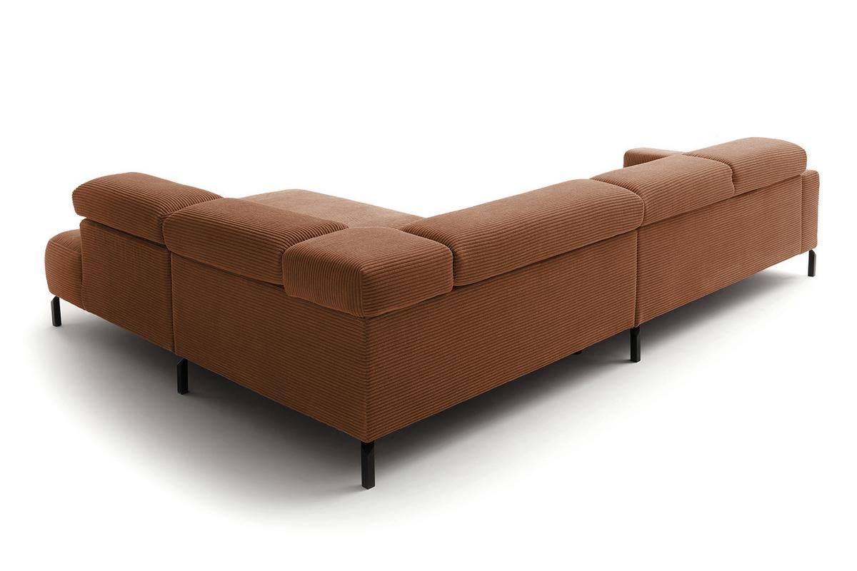 ECKSOFA DELIA Braun Cord - Schwarz/Braun, Textil/Metall (312/219cm) - KAWOLA