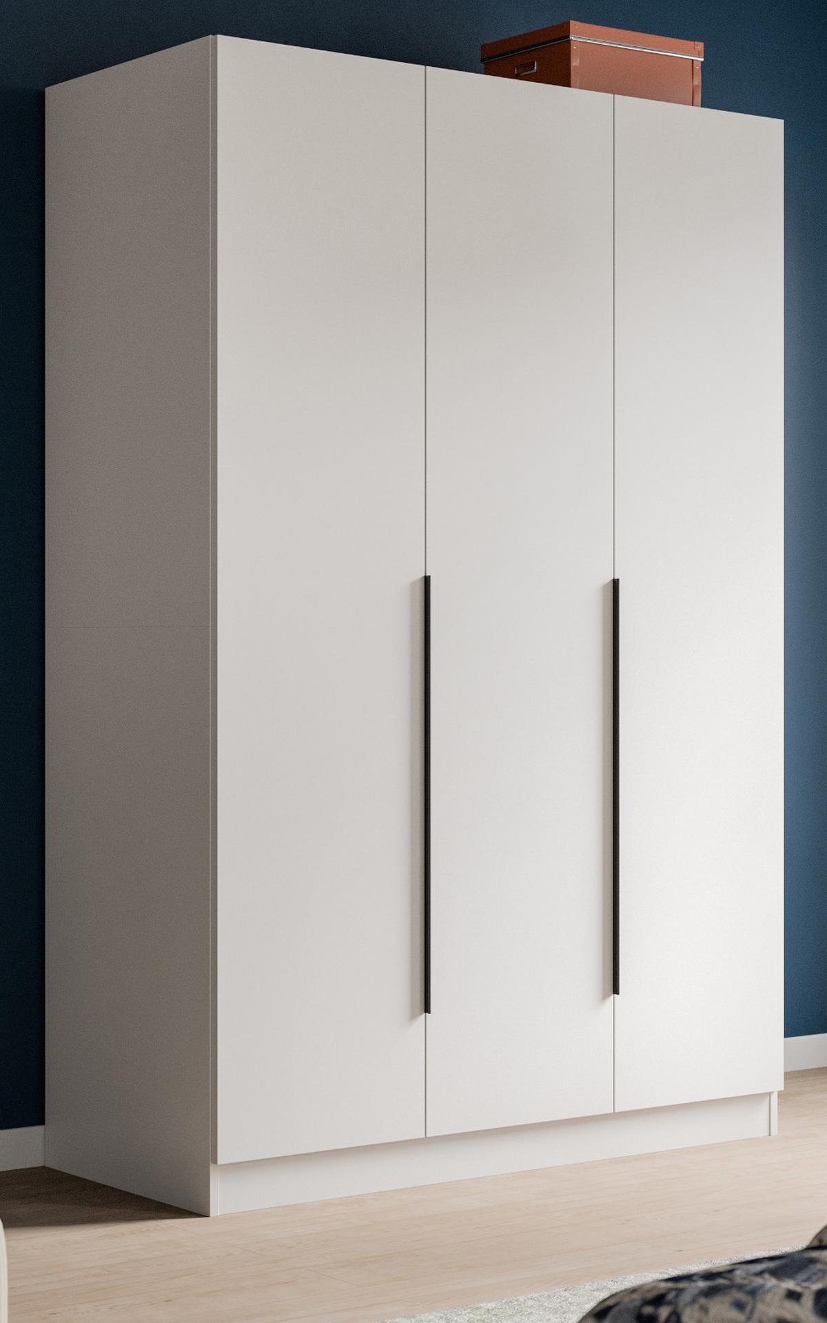 KLEIDERSCHRANK weiß 3-türig 120 x 181 cm, Drehtürenschrank mit Kleiderstange - Schwarz/Weiß, Holzwerkstoff/Kunststoff (120/181/52cm) - Inn.Furn