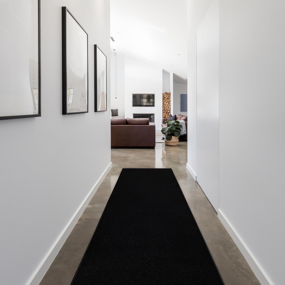 LÄUFER KARMEL Glatt, 140/390 cm - Schwarz, Textil (140/390cm) - rugsX