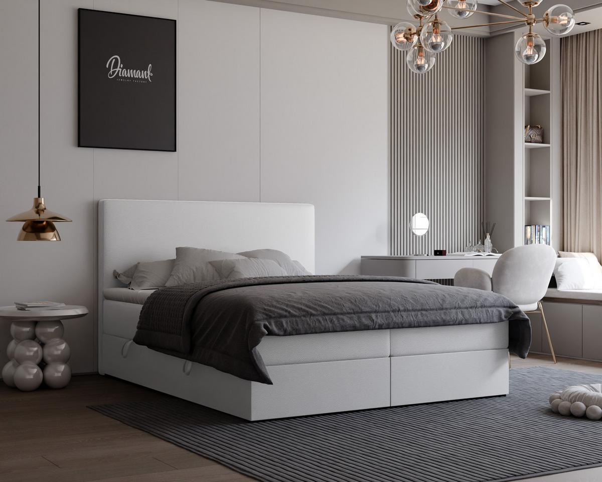 BOXBETT GIULIA 140/200 cm mit Matratze und Topper, Weiß - Weiß, Textil (140/200cm) - Idohome