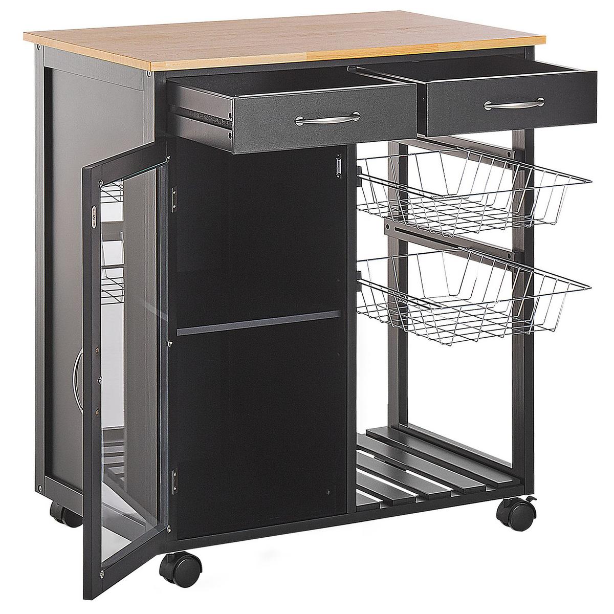 SERVIERWAGEN Schwarz Boves - Schwarz/Braun, Holzwerkstoff/Kunststoff (76/88/48cm) - Beliani
