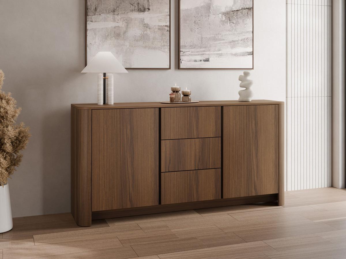 SIDEBOARD Bari KSZ168 - Nussbaumfarben/Schwarz, Holzwerkstoff/Kunststoff (168/84/39cm) - MIRJAN24