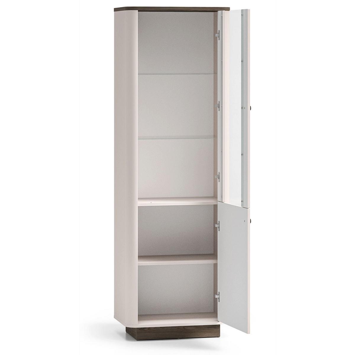 VITRINE Vilavio 2-türig Kaschmirgrau/Eichenoptik 65 cm - Taupe/Dunkelbraun, Holzwerkstoff (65/191.5/40cm) - Selsey