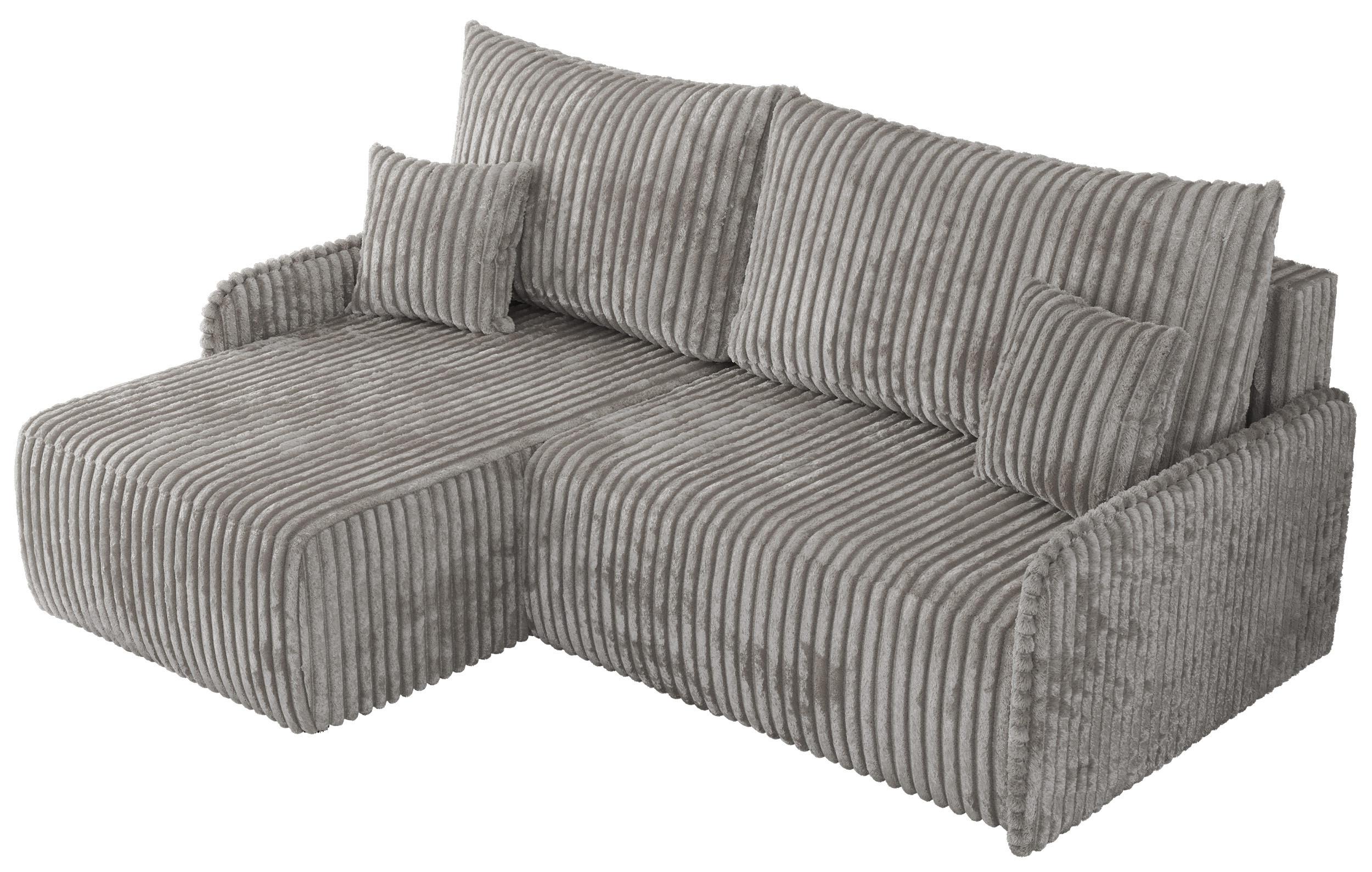 ECKSCHLAFSOFA ARPA L Grau Cord - links - Schwarz/Grau, Kunststoff/Textil (198/150cm) - MKS