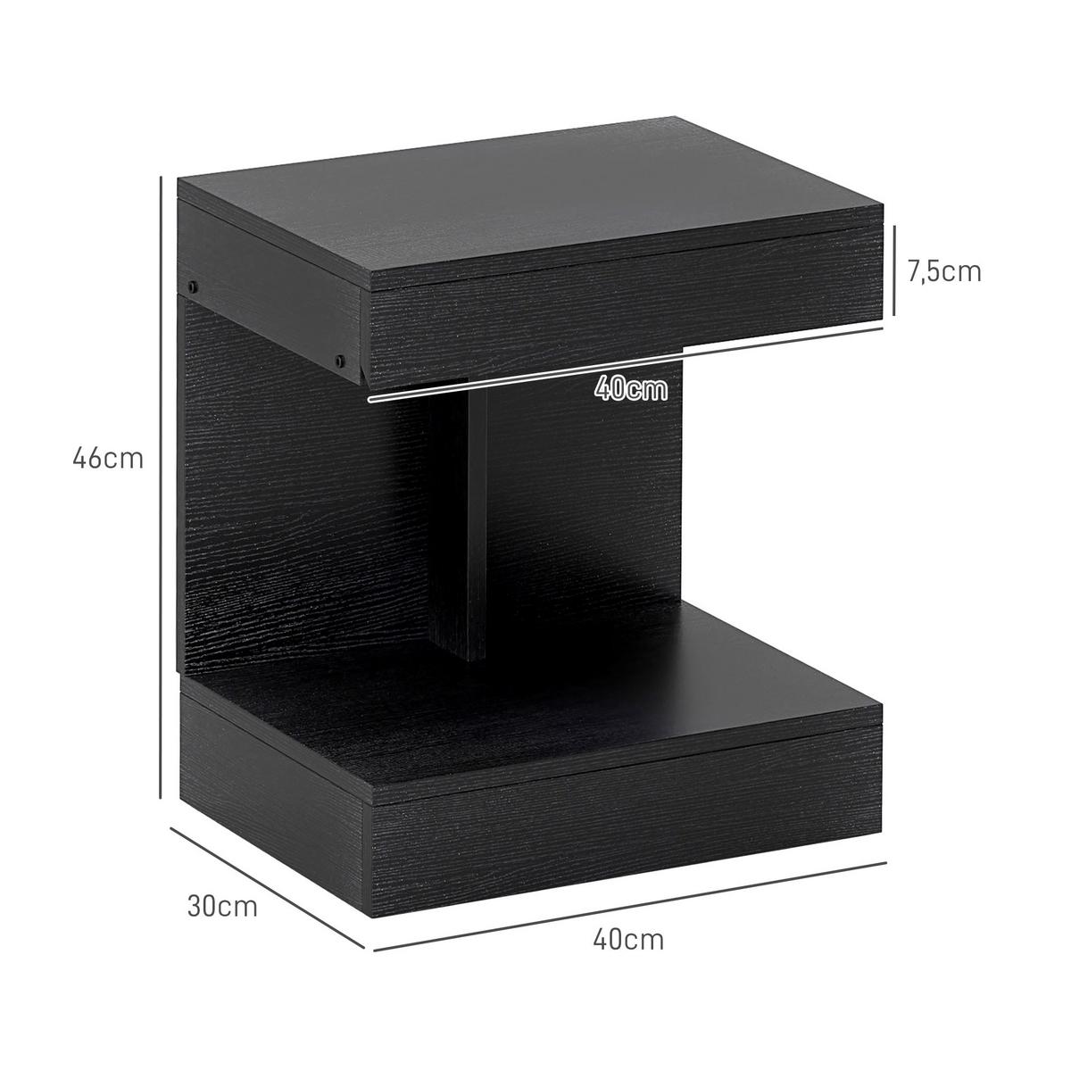 NACHTTISCH mit Schubladen, 40 x 30 x 46 cm, Schwarz - Schwarz, Holzwerkstoff (30/46/40cm) - HOMCOM