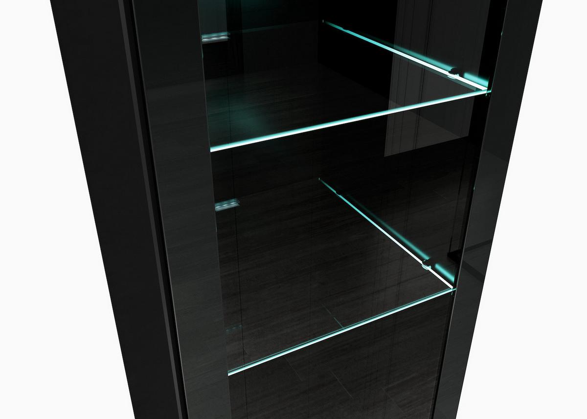 BADEZIMMERSCHRANK Rio mit 2 Schwarz Hochglanz - 30 x 30 x 130 cm - Schwarz, Holz (30/131/30cm) - Badplaats