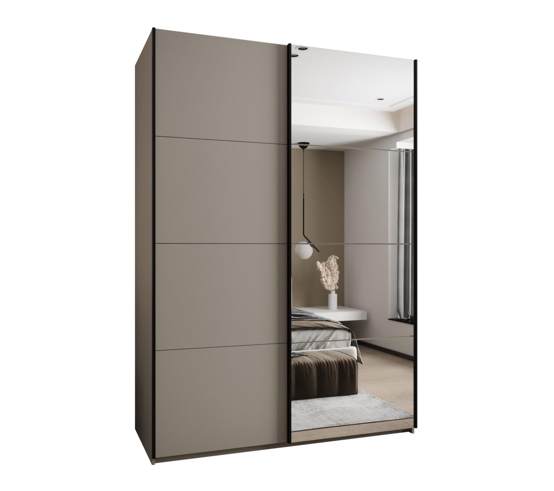 SCHWEBETÜRENSCHRANK 245,5/180/64 2-türig - Kaschmir/Schwarz, Holz/Metall (180/245/64cm) - Abiks Möbel