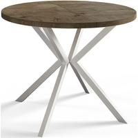 RUNDER Esszimmertisch LOFT LITEN, ausziehbarer Tisch Durchmesser: 120 cm/200 cm, Wohnzimmertisch Farbe: Grau, mit Metallbeinen in Farbe Weiß - Dunkelbraun/Weiß, Holzwerkstoff (120/120/76cm) - Alpi-Möbel