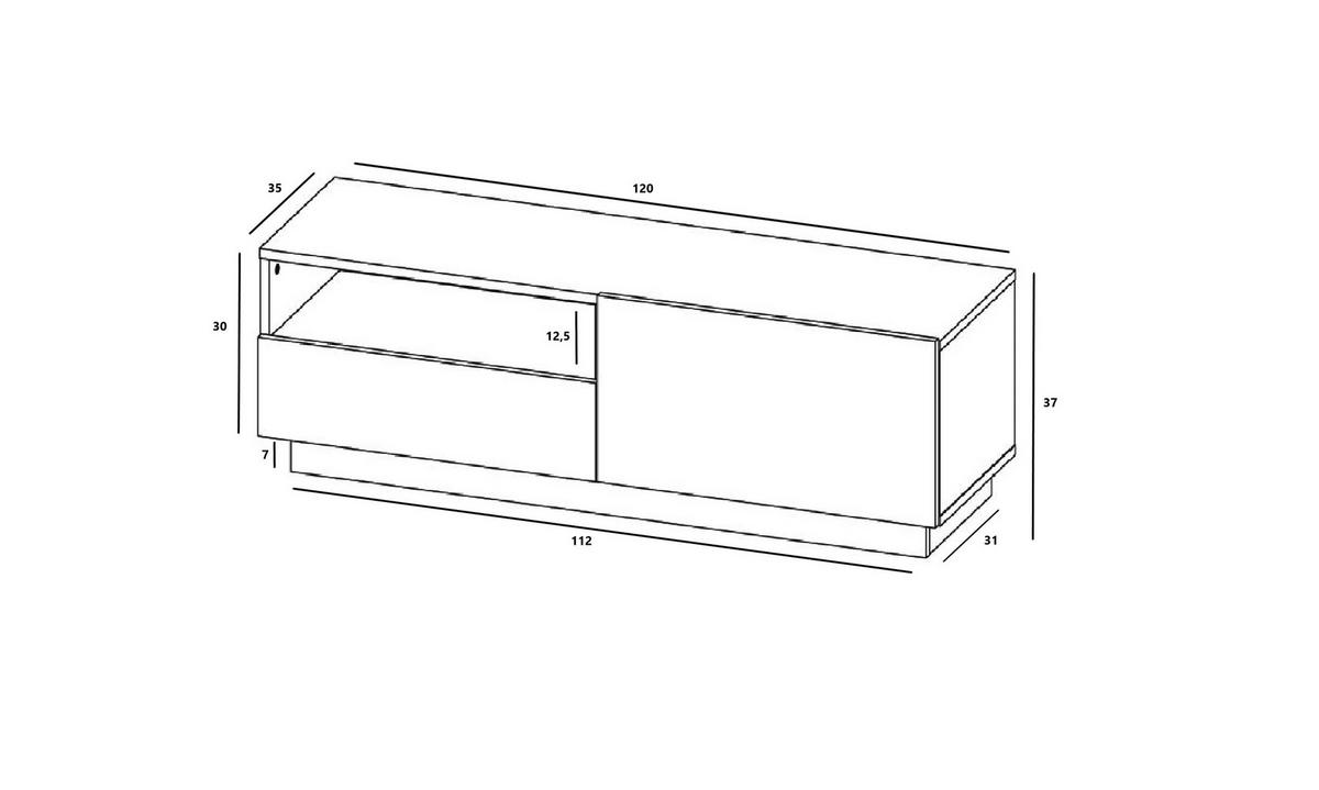 TV-SCHRANK Enjoy Eiche Artisan matt Loft Schublade 120 cm - Eiche Artisan, Holzwerkstoff (120/37/35cm) - Meble Lindner