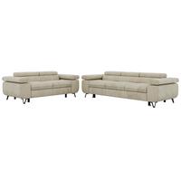 SITZGARNITUR PETERS 2+3 - Beige Velvet - Beige/Schwarz, Textil/Metall (262/76/99cm) - MKS