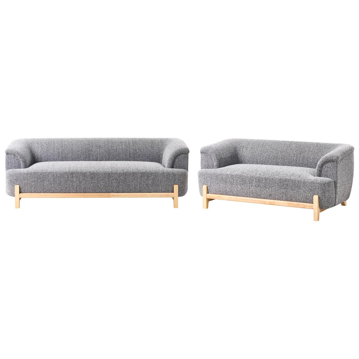 SOFA-SET 5-Sitzer Stoff Dunkelgrau Alnor - Dunkelgrau/Braun, Textil (205/67/85cm) - Beliani