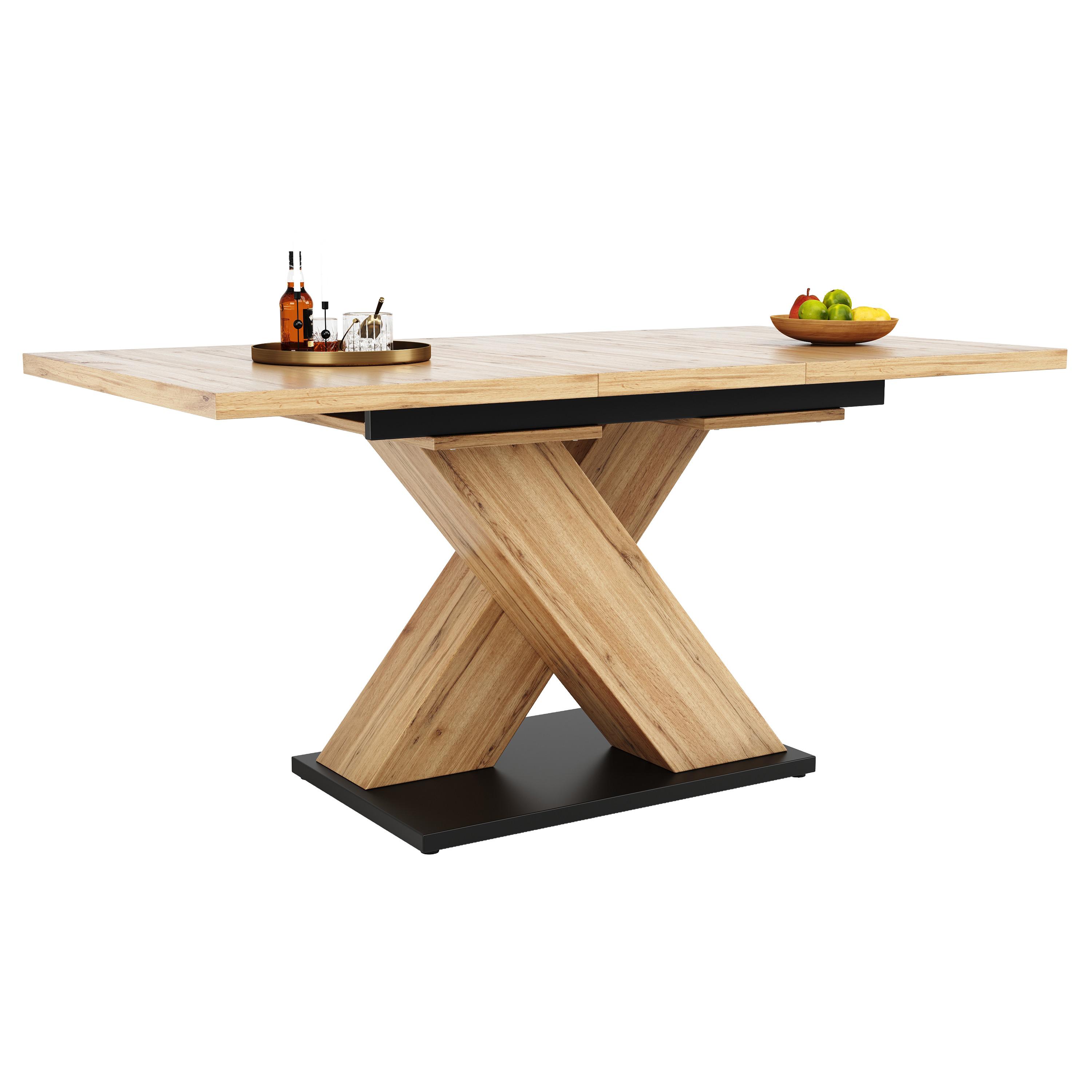 ESSTISCH Holz-Optik ausziehbar 119-158,5 cm mit modernem X-Gestell - Naturfarben, Holzwerkstoff (80/158.5/75cm) - Urban Meuble