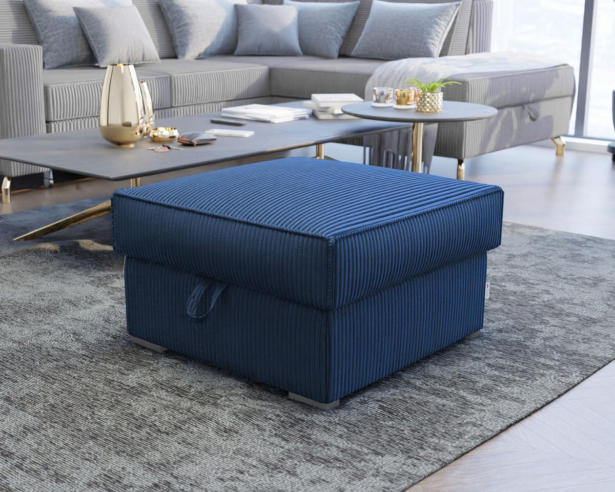 POUF FERA Blau 65x65 cm - Blau, Textil (65/38/65cm) - MASSENO