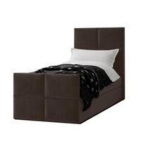 BOXBETT ALEYNA 90x200 cm mit Bettkasten und Matratze - Braun + TOPPER - Schwarz/Braun, Holz/Holzwerkstoff (90/200cm) - AX Living