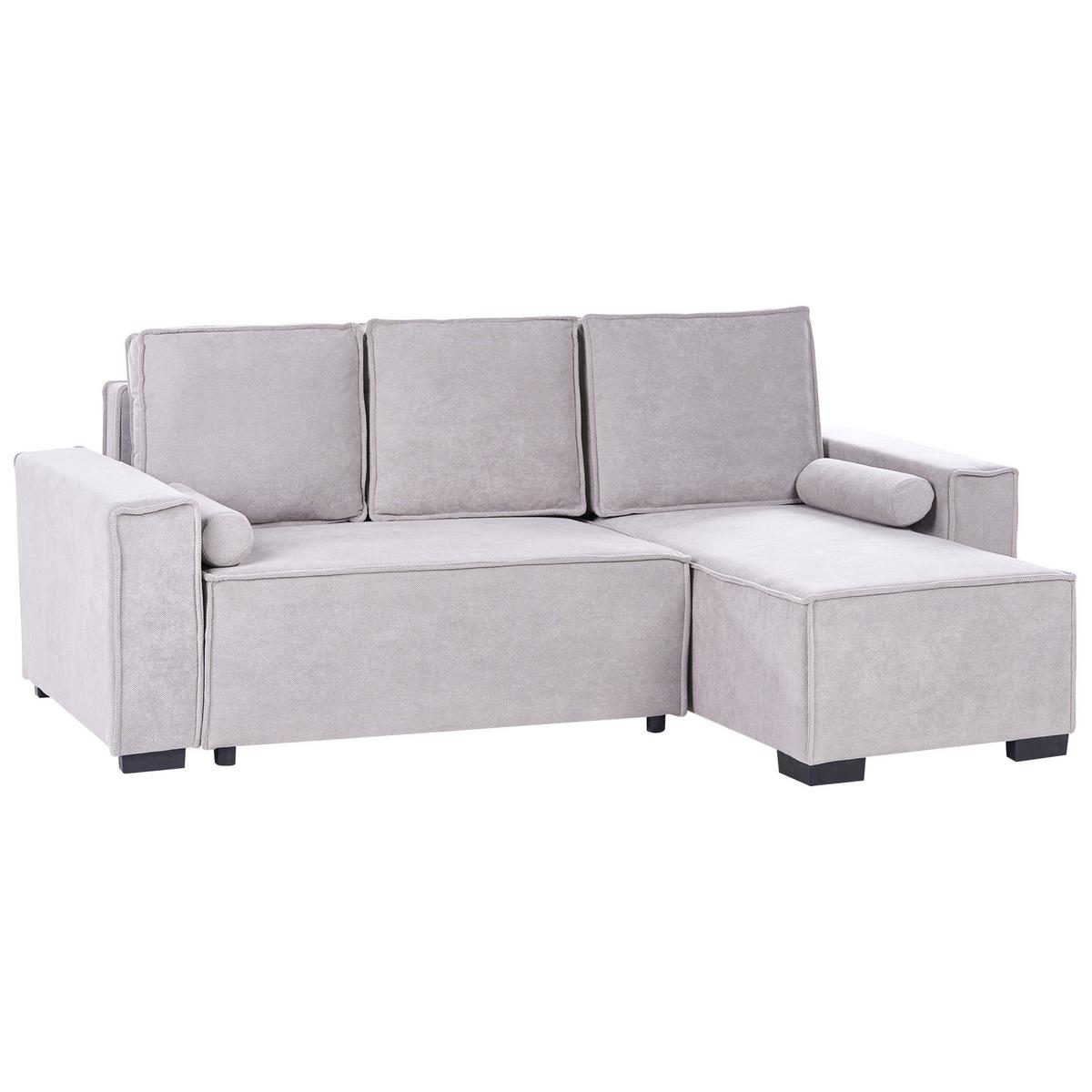ECKSCHLAFSOFA 3-Sitzer Stoff Grau mit Stauraum linksseitig Edane - Grau, Textil (232/150cm) - Beliani