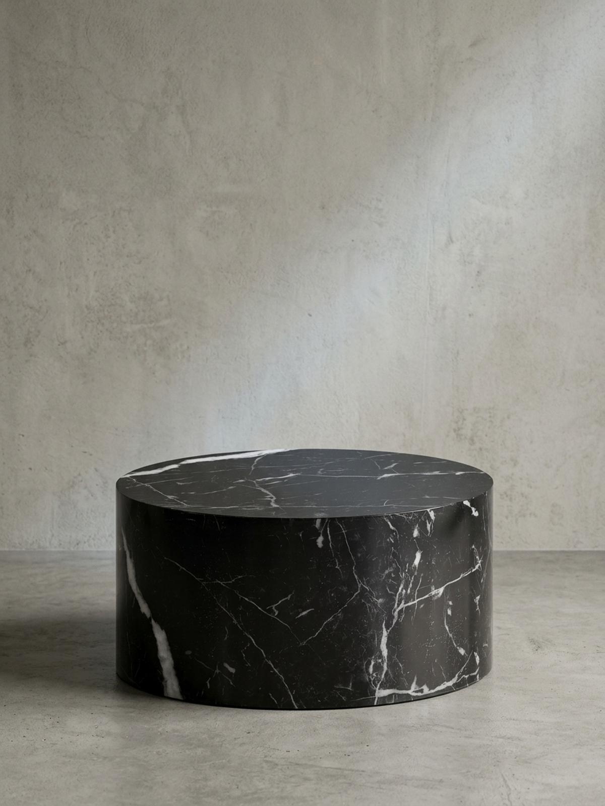 COUCHTISCH mit Hochglanz-Oberfläche, Marmor-Optik, Design rund, Schwarz 60x60x30 cm - Schwarz, Holzwerkstoff (60/60/30cm) - KADIMA DESIGN