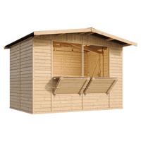 MARKTBUDE Holz, Gartenhaus , ZWEI FENSTER - 200x300/6 m2 - M150 - Beige, Holz (336/232/263cm) - Timbela