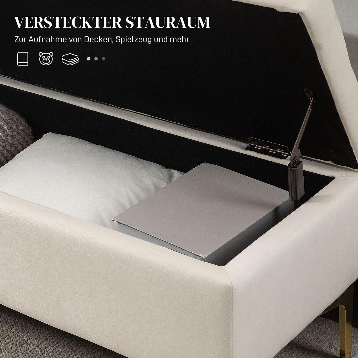 TRUHENBANK Metallbeine, für Wohnzimmer - Beige/Goldfarben, Kunststoff/Textil (44/44.5/120cm) - HOMCOM