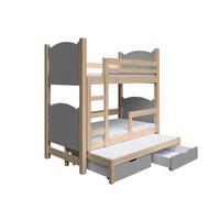 ETAGENBETT LEONE mit Bettkasten 80x180 cm Kieferfarben - Kieferfarben/Grau, Holz (80/180cm) - MASSENO