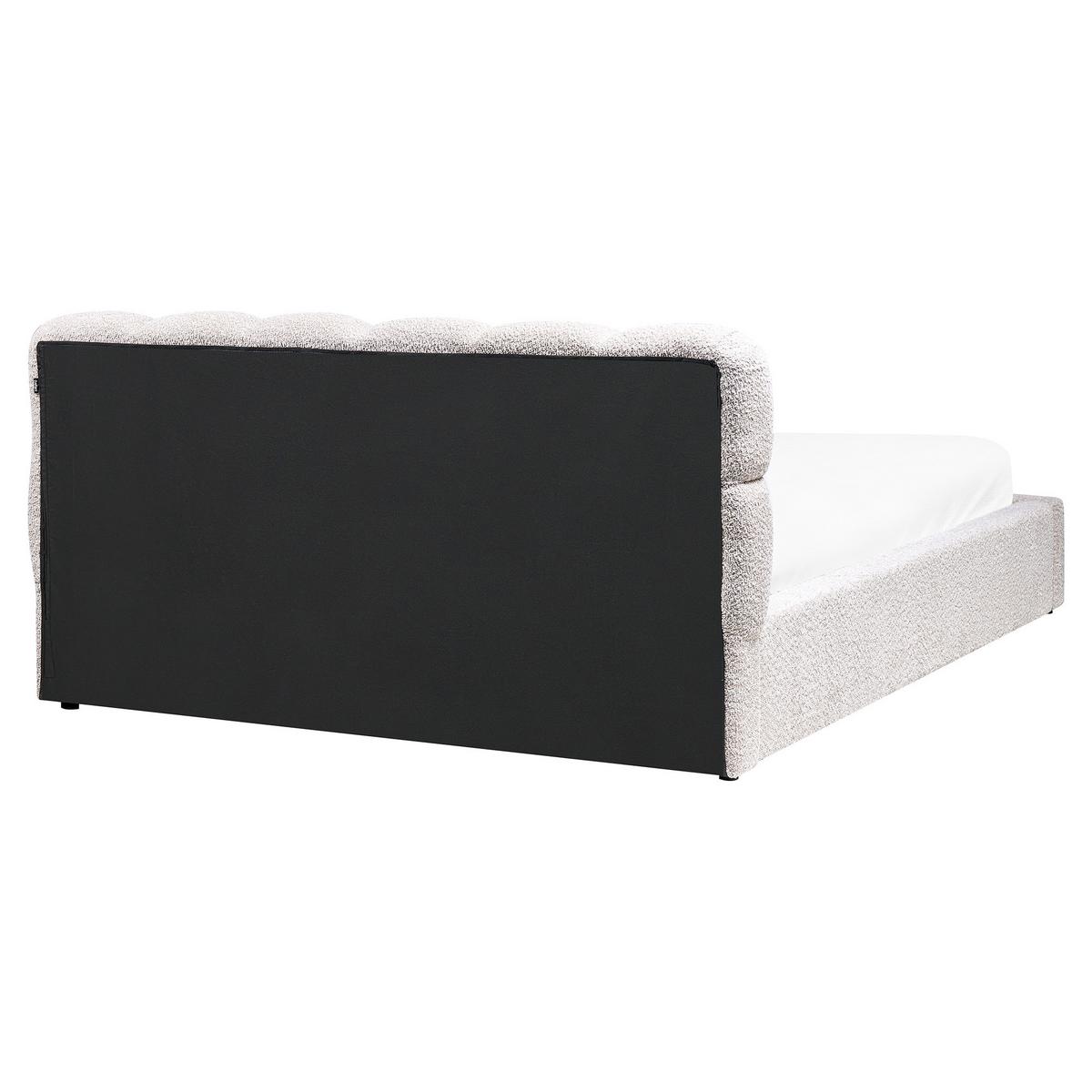 BETT mit Stauraum 160/200 cm Bouclé Hellbeige Baston - Beige, Textil (160/200cm) - Beliani