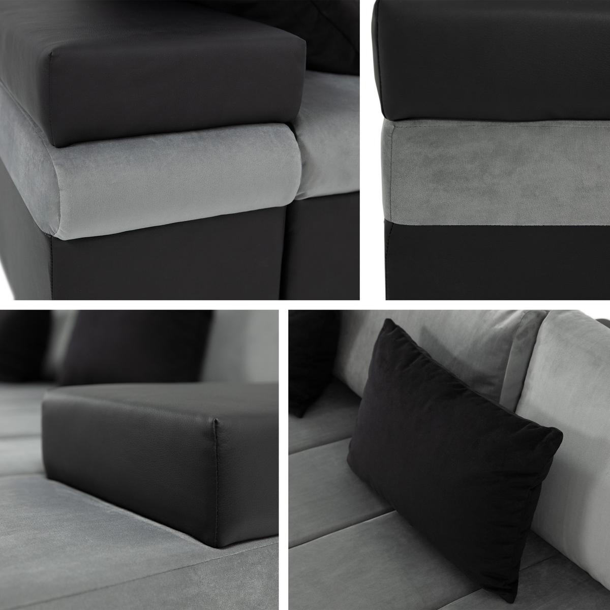 ECKSOFA Bangkok, Seite: Links - Silberfarben/Bronzefarben, Holz/Textil (310/175cm) - MIRJAN24