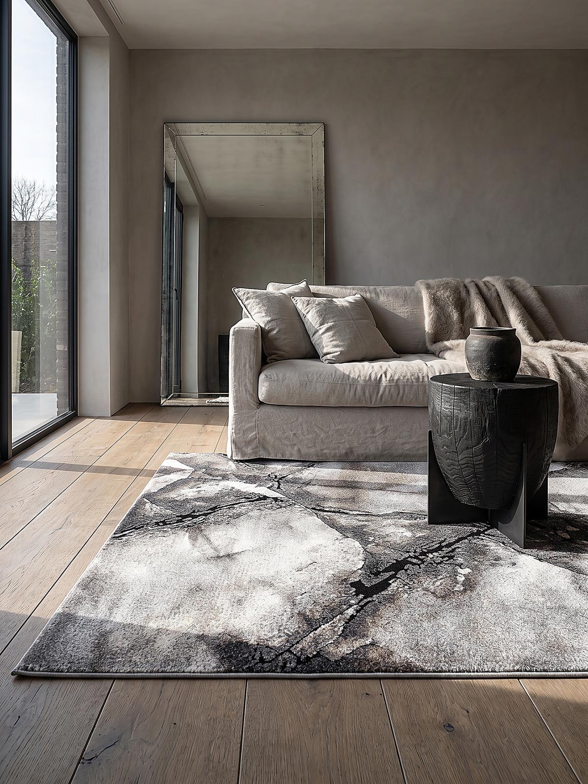 KURZFLORTEPPICH Abstrakt OGLIO Polypropylen Grau 120 x 170 cm - Grau, Textil (120/170cm) - KADIMA DESIGN