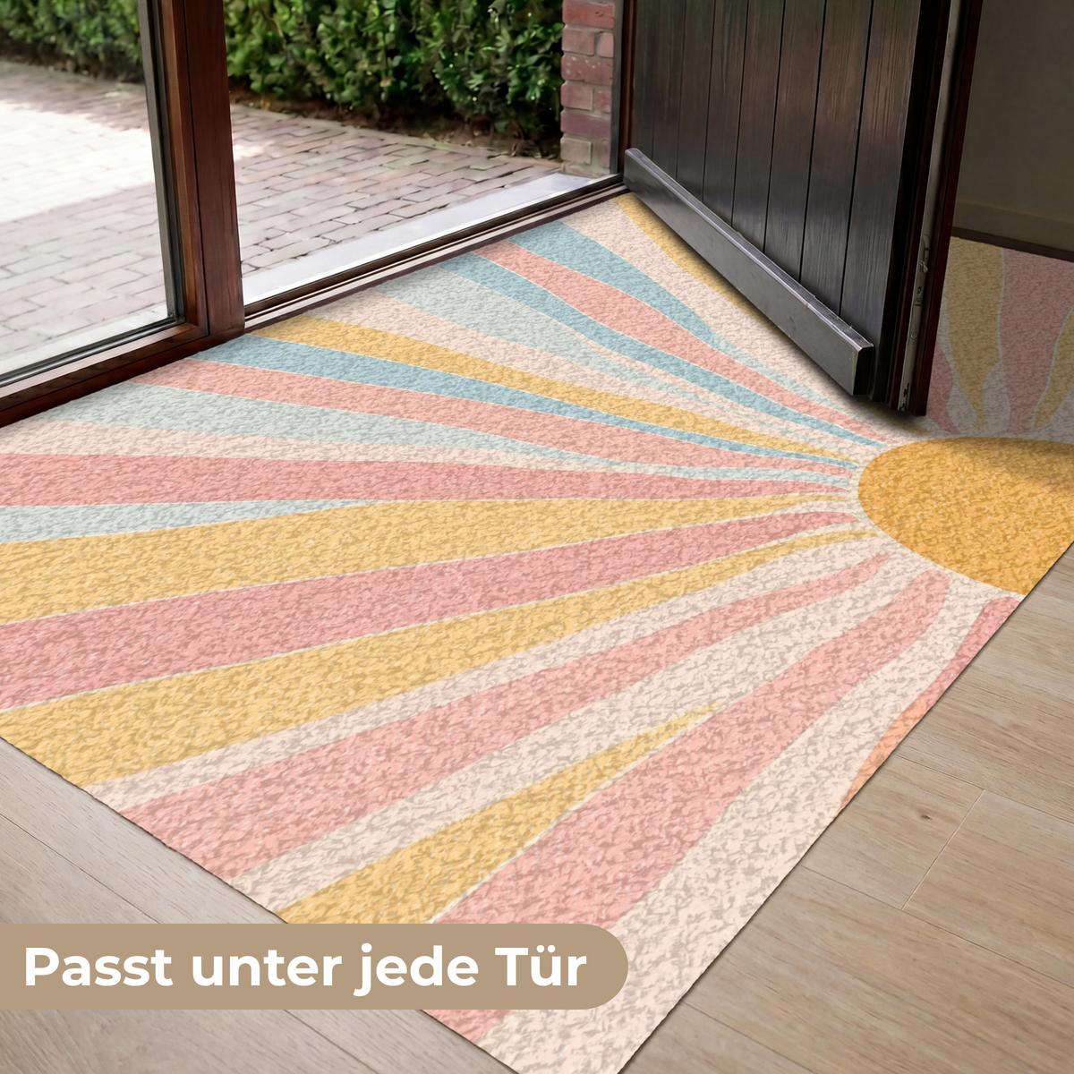 FUSSMATTE Illustration - Sonne - Pastellfarben Sauberlaufmatte 150x90 cm - Hellrosa, Kunststoff (150/0.4cm) - MuchoWow