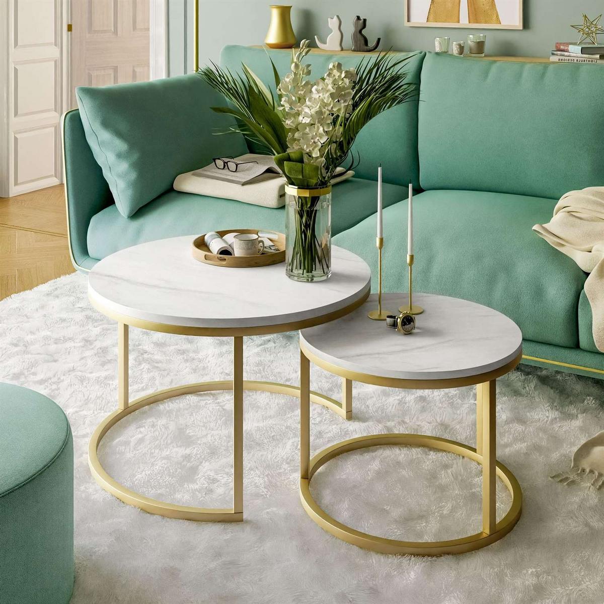 COUCHTISCH CIRI 2-in-1 LEVANTO matt gold - Goldfarben, Holzwerkstoff (80/80/48cm) - Lookway