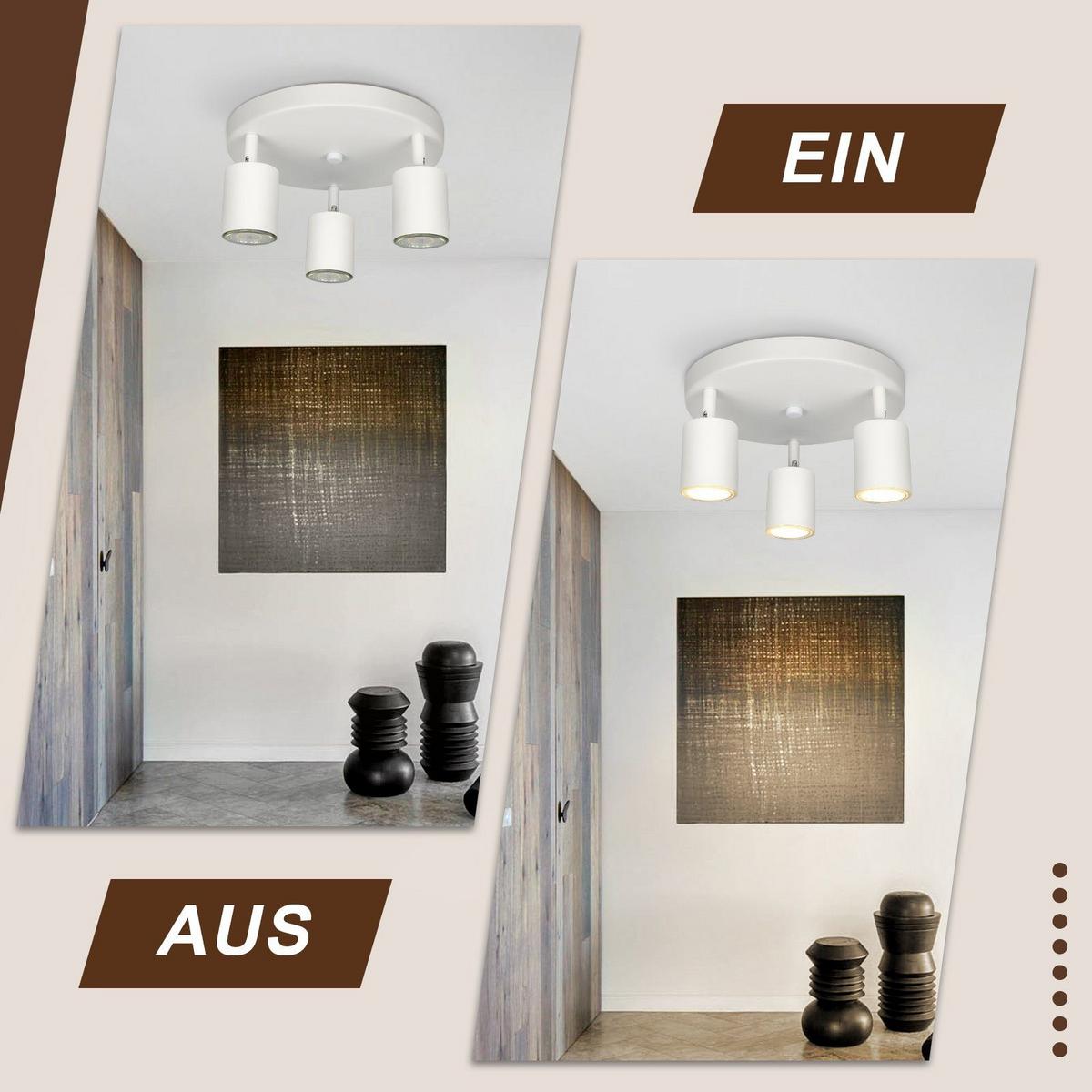 DECKENSTRAHLER Freiheit 3-flammig 24/24/14 cm - Weiß, Metall (24/24/14cm) - Nettlife