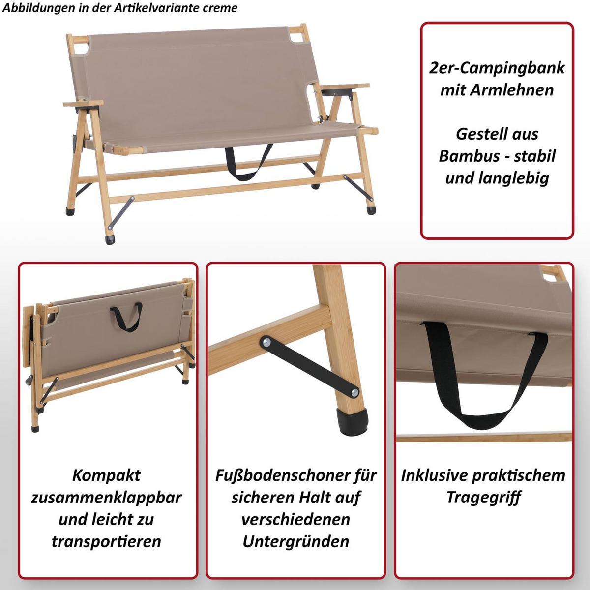 CAMPINGBANK Creme - Creme, Holz (117/69/61cm) - MCW