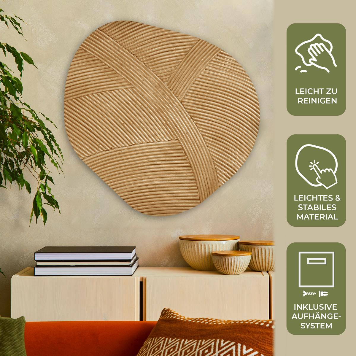 WANDBILD Struktur - Natur - Kunst - Rattan Room Decor 90x90 cm - Naturfarben, Kunststoff (90/90cm) - MuchoWow