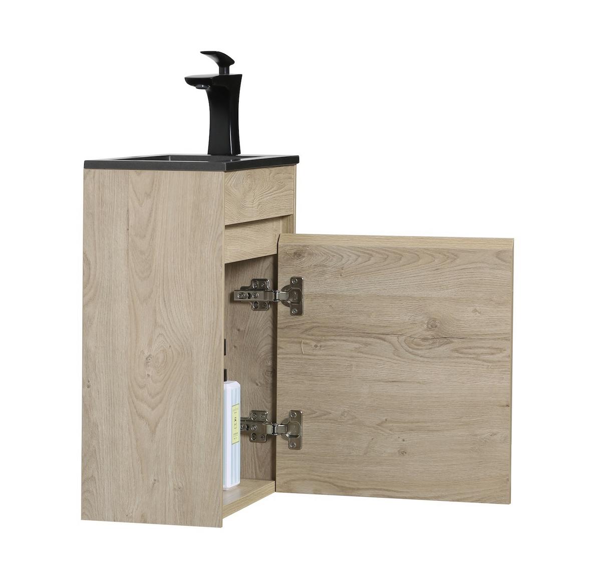 GÄSTE-WC-MÖBELSET Sinta 2 Teile Kastanien Eiche / Schwarzes Waschbecken - 40 x 22 x 54 cm - Eichefarben, Holz (40/54/22cm) - Badplaats