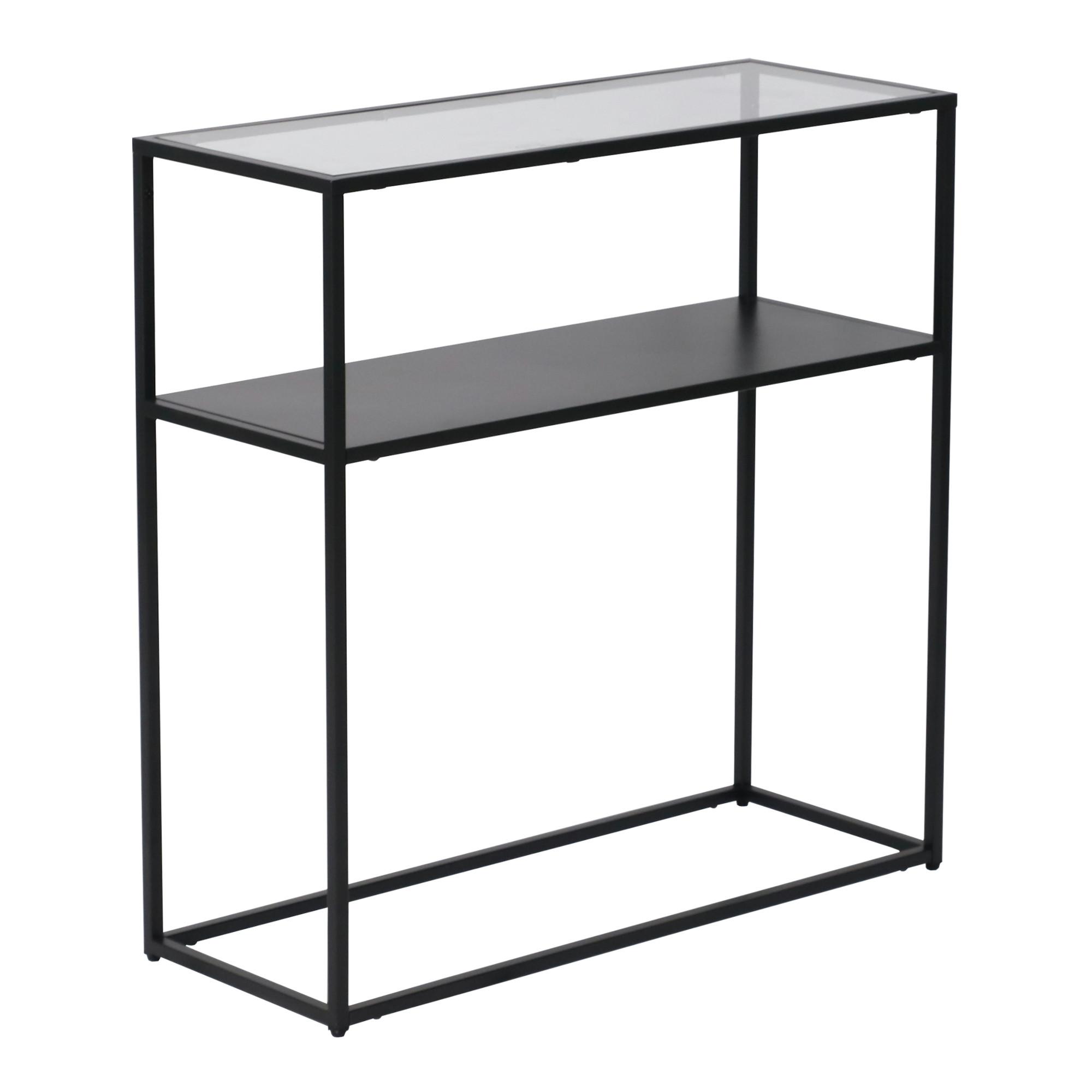 KONSOLENTISCH Kuhmo - Transparent/Schwarz, Glas/Metall (30/80/80cm) - [en.casa]