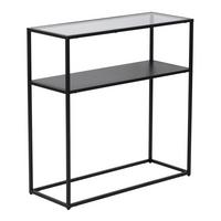 KONSOLENTISCH Kuhmo - Transparent/Schwarz, Glas/Metall (30/80/80cm) - [en.casa]