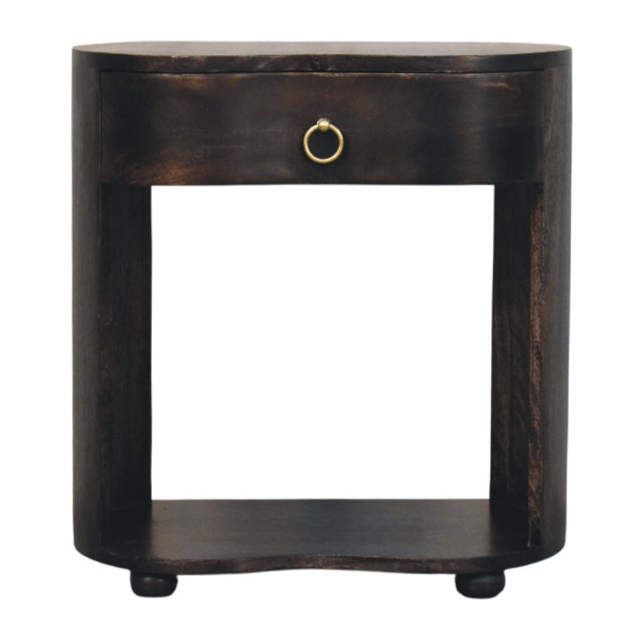 NACHTTISCH mit Carbon-Esche-Finish, 1 Schublade, mit altmodischem Griff, dunkelbraun - Dunkelbraun, Holz/Metall (55/58/35cm) - Artisan Furniture