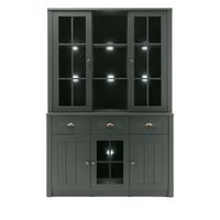 BUFFETSCHRANK grün 130 x 196 cm, Buffet Landhaus-Stil - Chromfarben/Schwarz, Glas/Holzwerkstoff (130/196/43cm) - Furn.Design