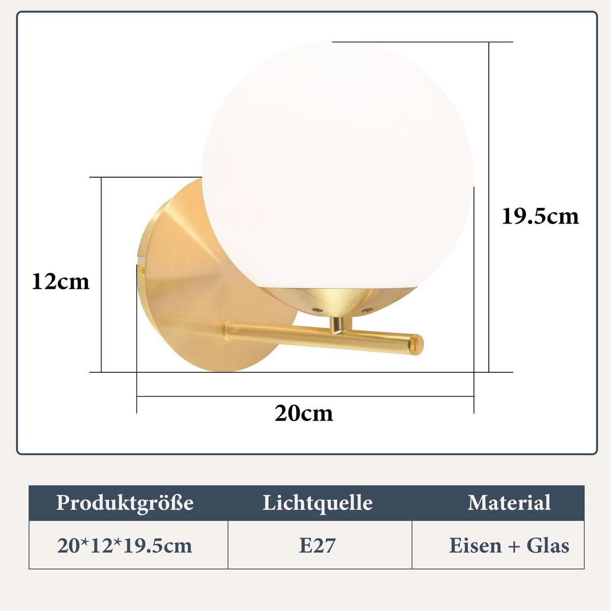 WANDLEUCHTE Quelle - Goldfarben, Metall (12/20/20cm) - Nettlife