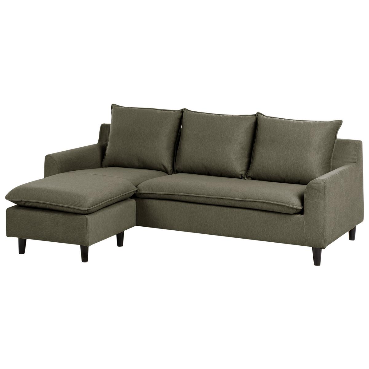 ECKSOFA 3-Sitzer Samtstoff Dunkelgrün rechtsseitig Elvenes - Braun/Grün, Textil (206/140cm) - Beliani