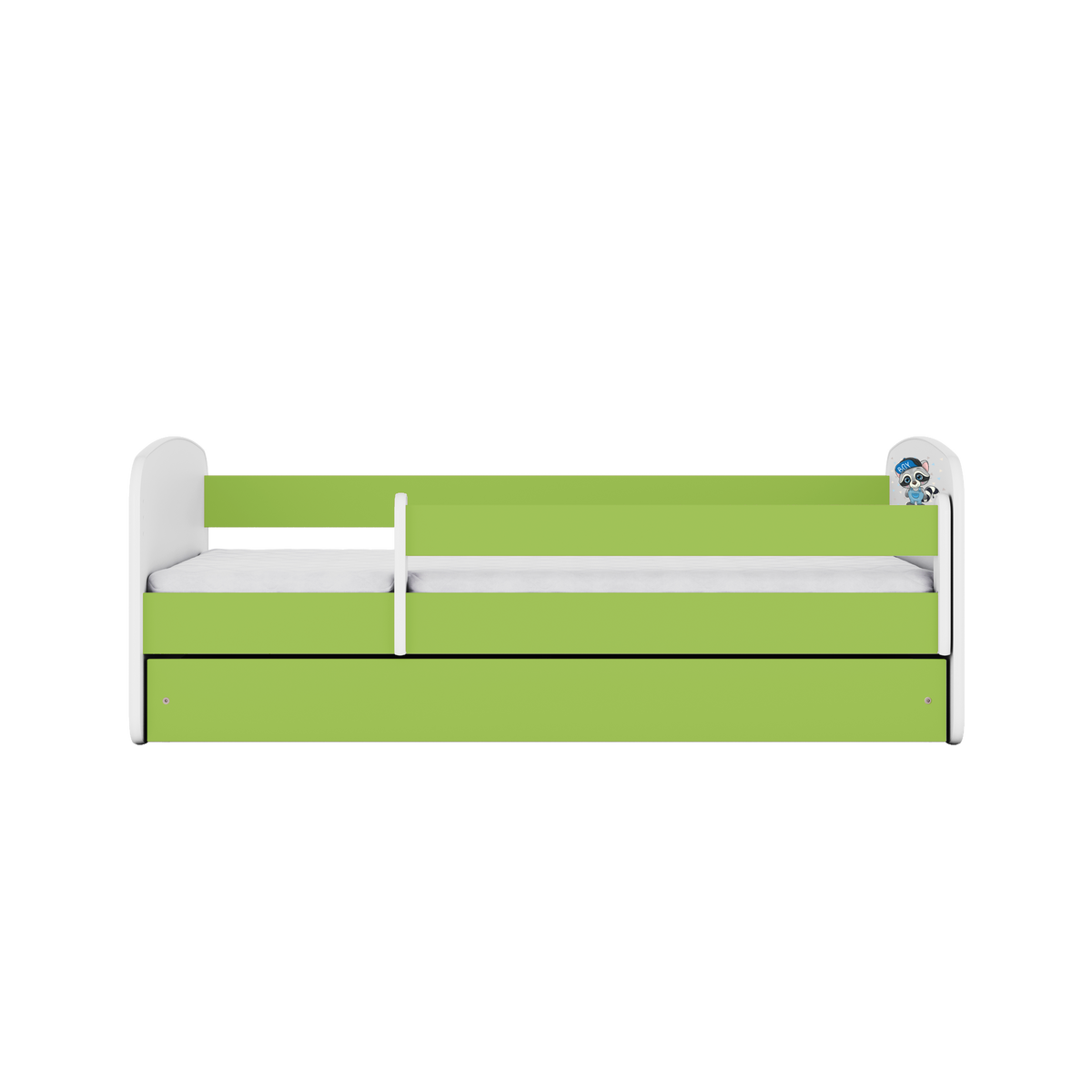 KINDERBETT Waschbär mit Schublade 180/80 90/61/184 - Grün, Holzwerkstoff (80/180cm) - RAUMHIRSCH FURNITURE