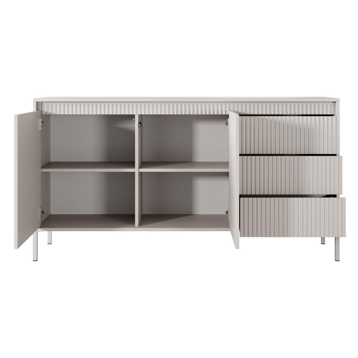 SIDEBOARD SENSATO 154/81/40 cm mit 3 Schubladen und 2 Türen Beige - Beige, Holzwerkstoff (154/81/40cm) - MASSENO