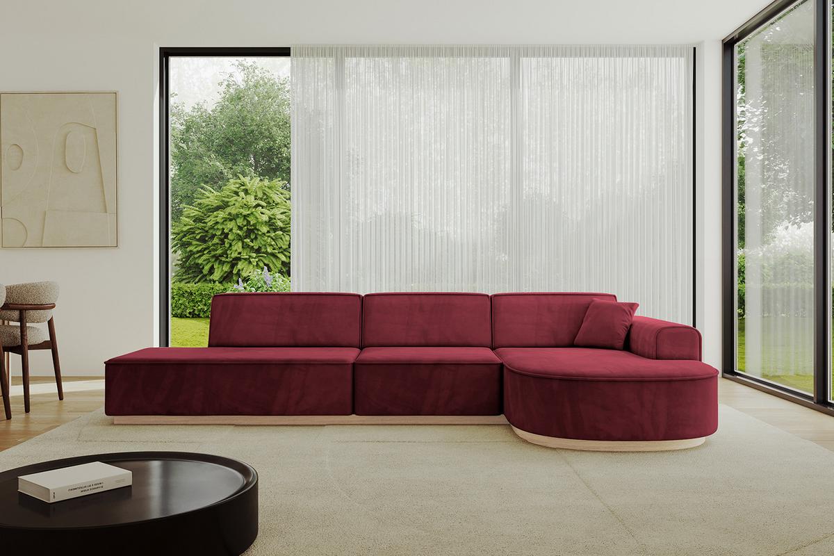ECKSOFA Ottomane Rechts ARRIO-L2 - 328x171x83 cm Bordeauxrot - Bordeaux, Holzwerkstoff/Textil (328/171cm) - ALTDECOR