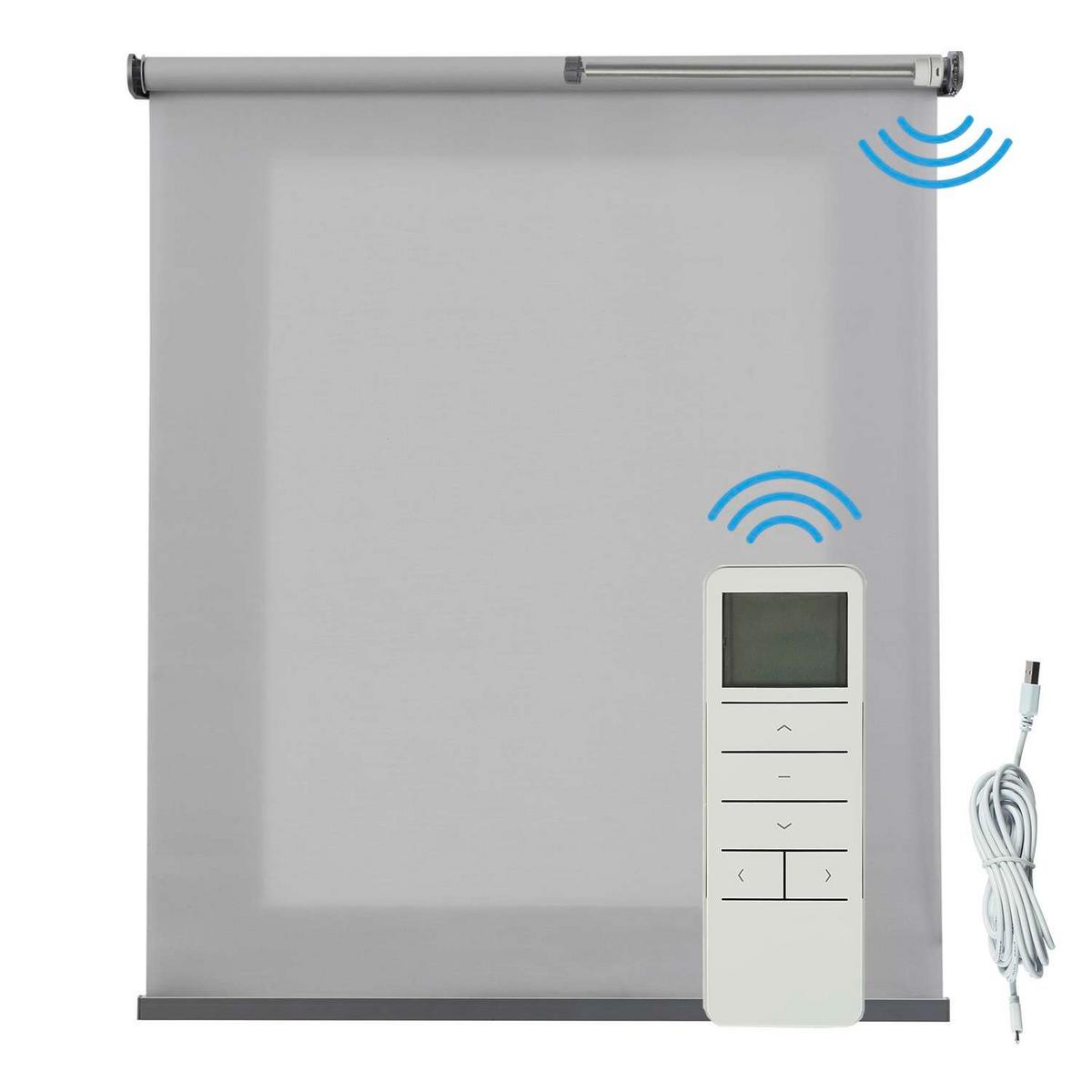 LICHTDURCHLÄSSIGES motorisiertes Grau, 120 x 250 cm - Grau, Kunststoff (120/250cm) - STORESDECO