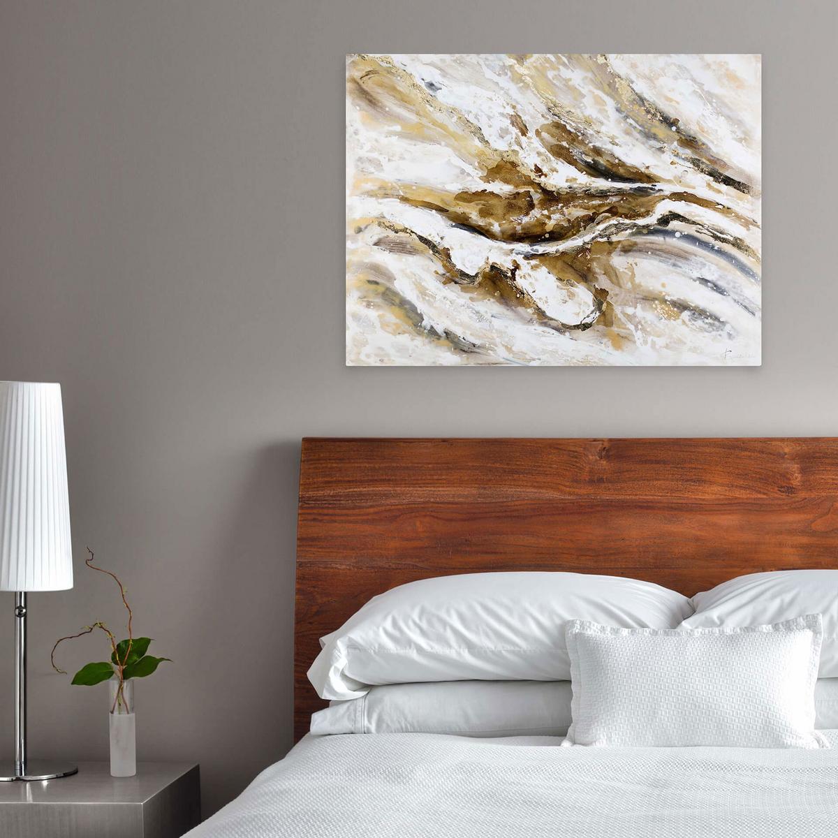 ACRYLBILD HANDGEMALT 100/75 cm - Weiß/Braun, Holz/Textil (100/75cm) - KUNSTLOFT