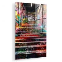 ACRYLGLASBILD Treppe - Graffiti - Farben - Kunst 80x120 cm - Multicolor, Glas (80/120cm) - MuchoWow