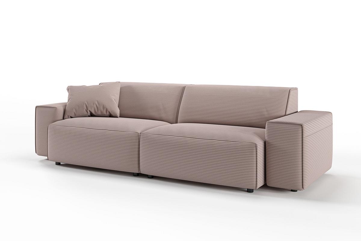 SOFA RANI Pink Cord - Schwarz/Rosa, Kunststoff/Textil (256/71/101cm) - KAWOLA