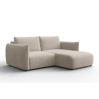 ECKSOFA TAUER 3-Sitzer RECHTS, Bouclé-Stoff beige - Beige/Schwarz, Holz/Textil (206/173cm) - Courtois Laville