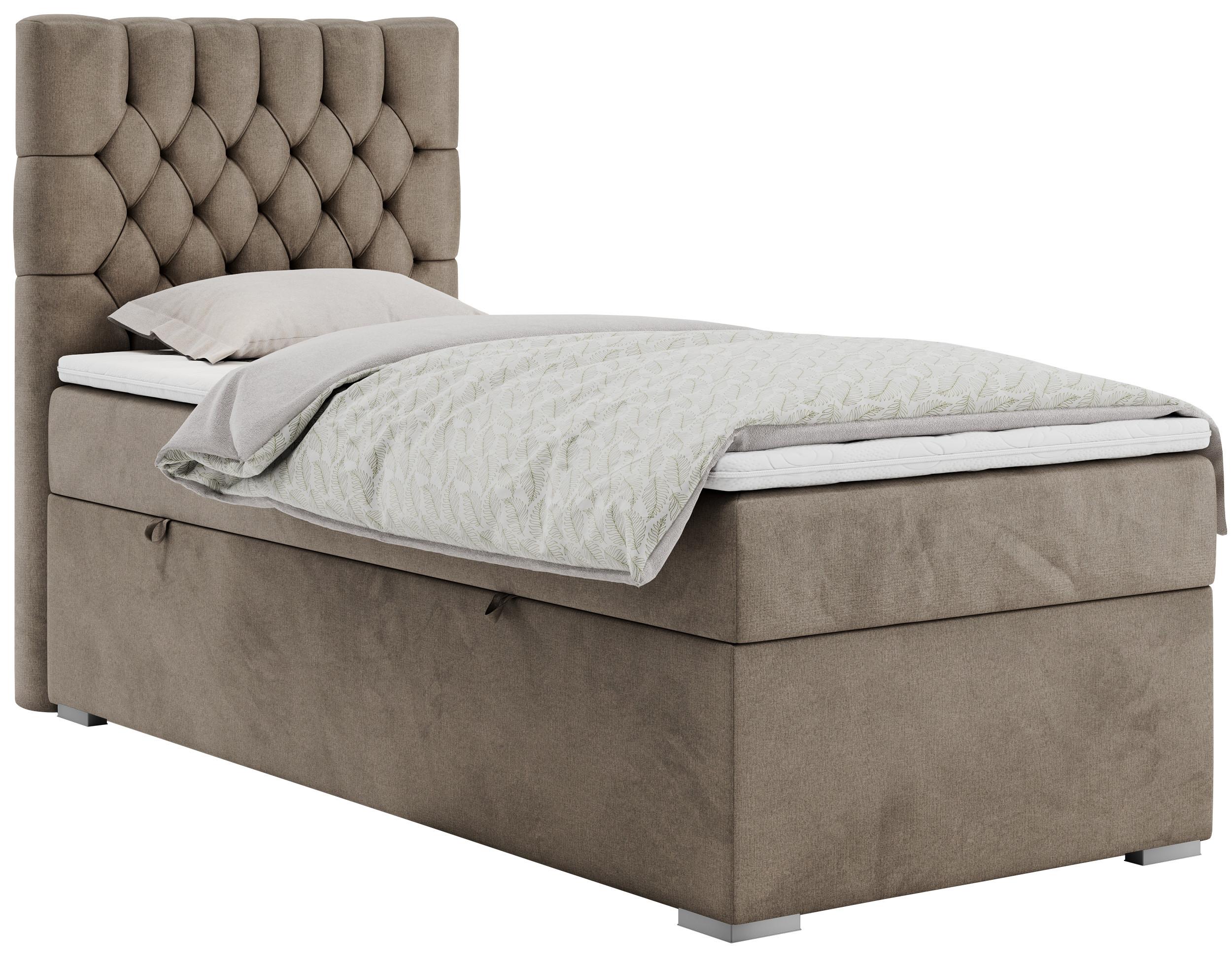 BOXBETT PERA 90/200 Braun Velvet - H3 - Links Seite - Braun, Holz/Textil (90/200cm) - MKS