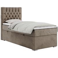 BOXBETT PERA 90/200 Braun Velvet - H4 - Links Seite - Braun, Holz/Textil (90/200cm) - MKS