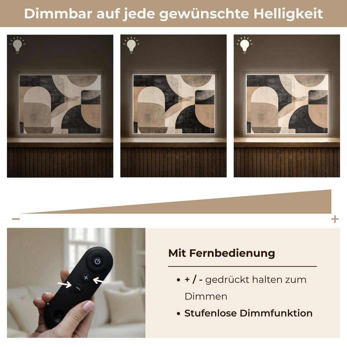 WANDLEUCHTE MIT AKKU Abstrakt - Formen - Modern - Beige 40x30 cm - Grau, Holzwerkstoff (40/30/8cm) - OnlyWow