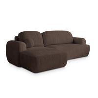 ECKSOFA MODENZA P L-S Braun Kordstoff mit Schlaffunktion - Schwarz/Braun, Holz/Kunststoff (266/148cm) - MASSENO